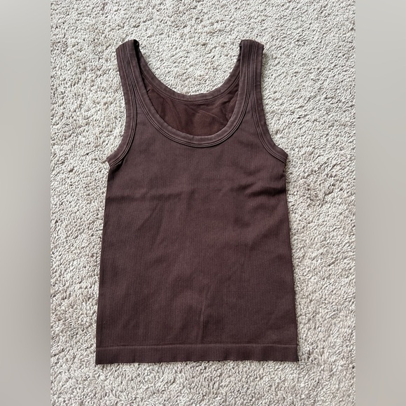Nikibiki Tops - Nikibiki Brown Seamless Reversible Ribbed Tank Top